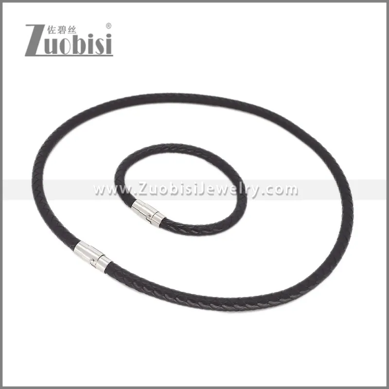 Leather Necklace and Bracelet Set s003097