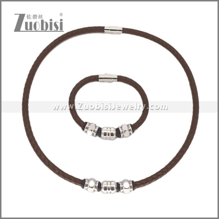 Leather Necklace and Bracelet Set s003121