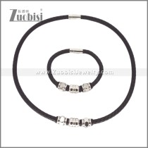 Leather Necklace and Bracelet Set s003123