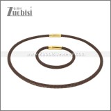 Leather Necklace and Bracelet Set s003107