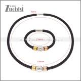 Leather Necklace and Bracelet Set s003115