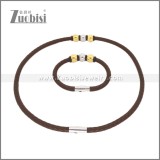 Leather Necklace and Bracelet Set s003116