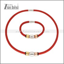 Leather Necklace and Bracelet Set s003114