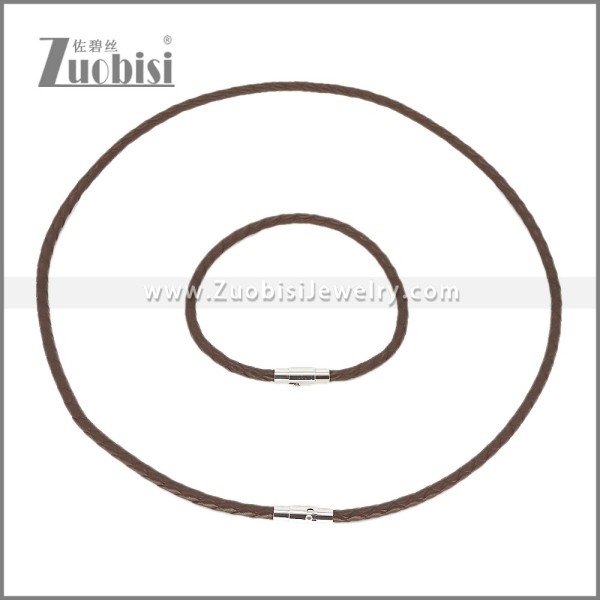 Leather Necklace and Bracelet Set s003104