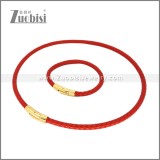Leather Necklace and Bracelet Set s003109