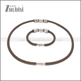 Leather Necklace and Bracelet Set s003121