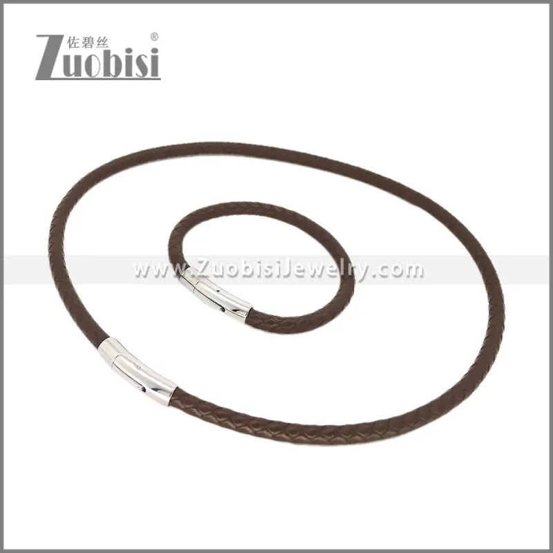 Leather Necklace and Bracelet Set s003108