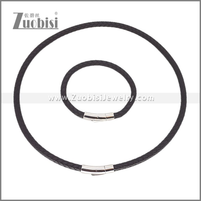 Leather Necklace and Bracelet Set s003112