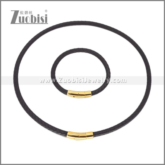 Leather Necklace and Bracelet Set s003111