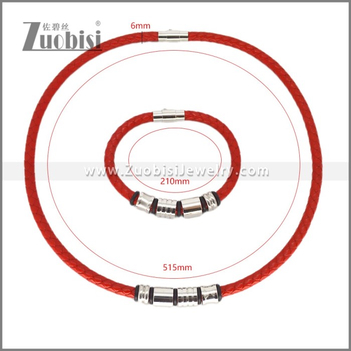 Leather Necklace and Bracelet Set s003119