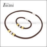 Leather Necklace and Bracelet Set s003116