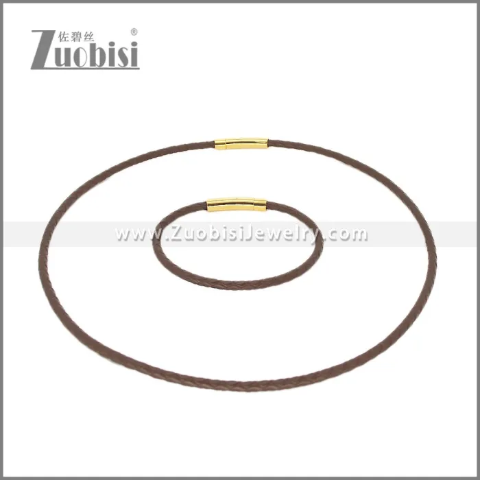 Leather Necklace and Bracelet Set s003098
