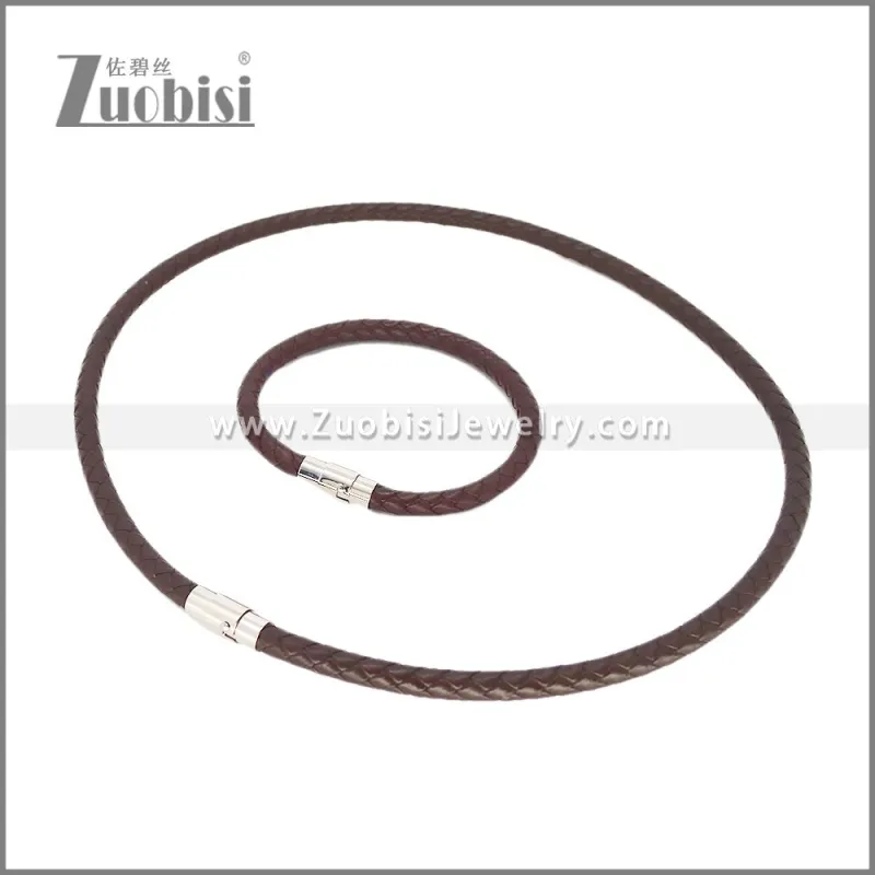Leather Necklace and Bracelet Set s003096