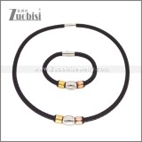Leather Necklace and Bracelet Set s003115