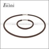 Leather Necklace and Bracelet Set s003108