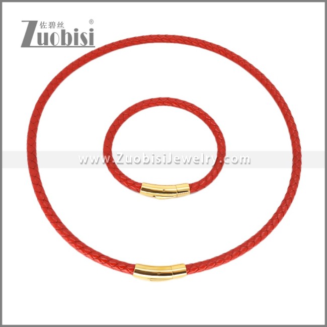 Leather Necklace and Bracelet Set s003109