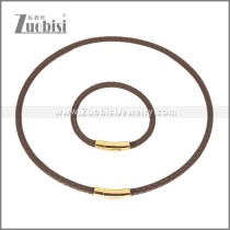 Leather Necklace and Bracelet Set s003107