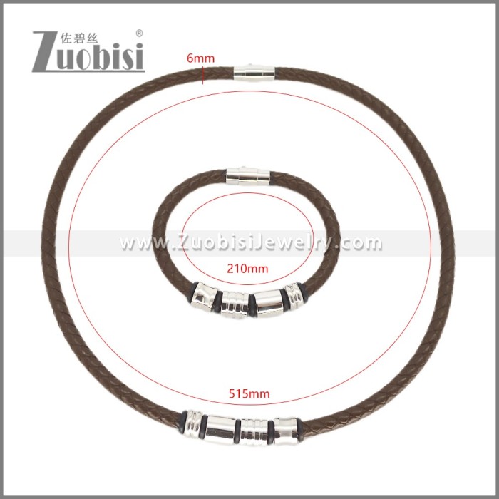 Leather Necklace and Bracelet Set s003118