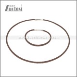 Leather Necklace and Bracelet Set s003099