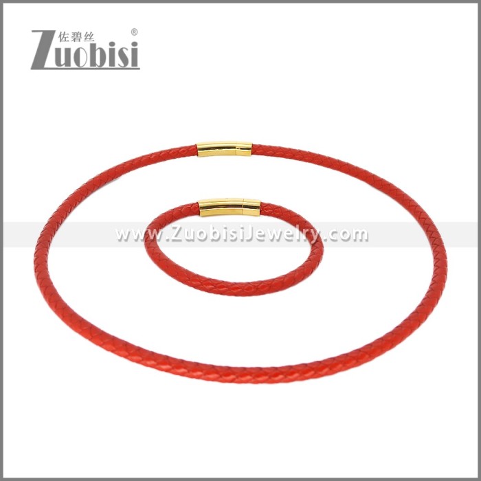 Leather Necklace and Bracelet Set s003109