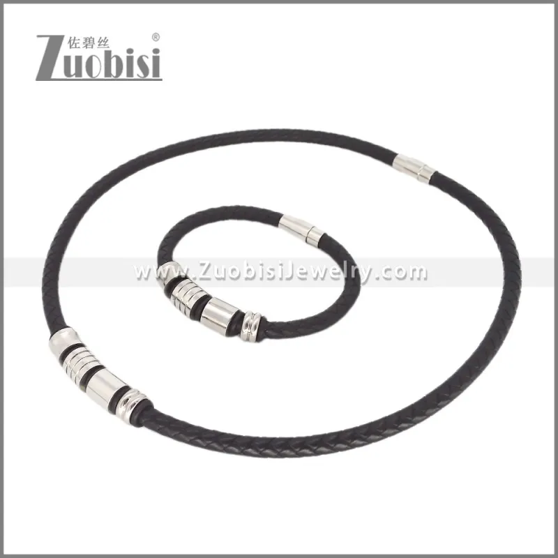 Leather Necklace and Bracelet Set s003120