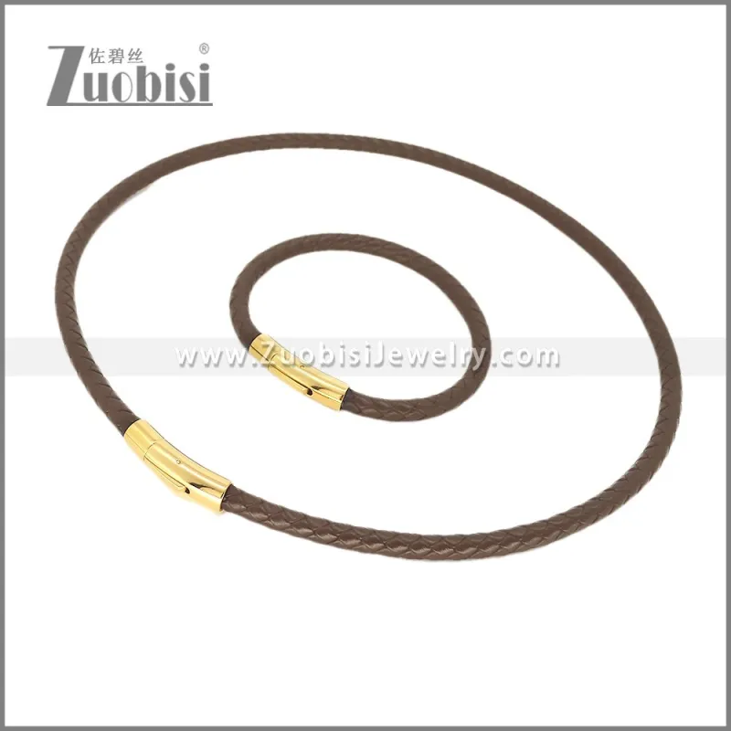 Leather Necklace and Bracelet Set s003107