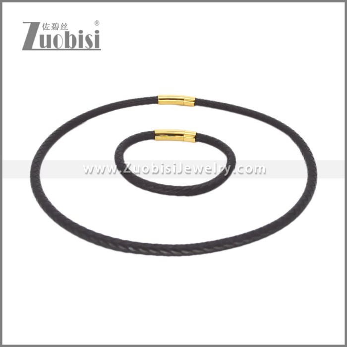 Leather Necklace and Bracelet Set s003111