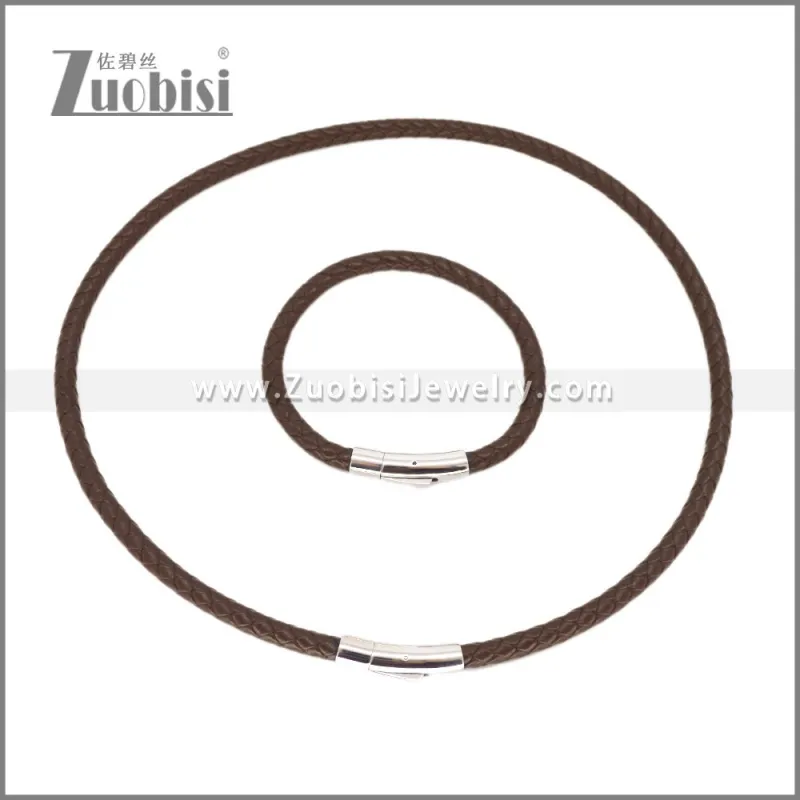 Leather Necklace and Bracelet Set s003108