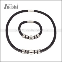 Leather Necklace and Bracelet Set s003094