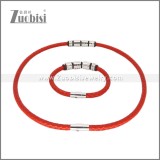 Leather Necklace and Bracelet Set s003119