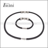 Leather Necklace and Bracelet Set s003123
