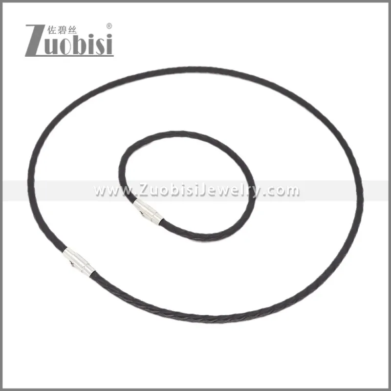 Leather Necklace and Bracelet Set s003106
