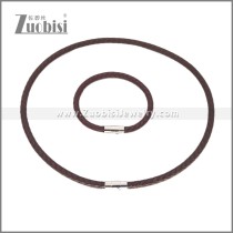 Leather Necklace and Bracelet Set s003096