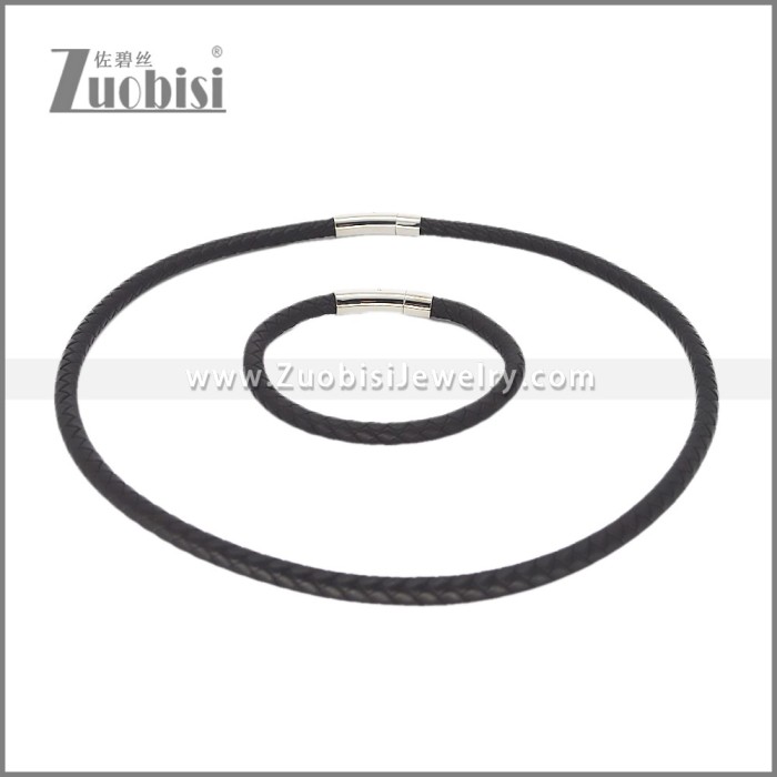 Leather Necklace and Bracelet Set s003112