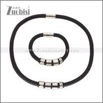 Leather Necklace and Bracelet Set s003092