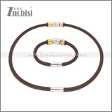 Leather Necklace and Bracelet Set s003113