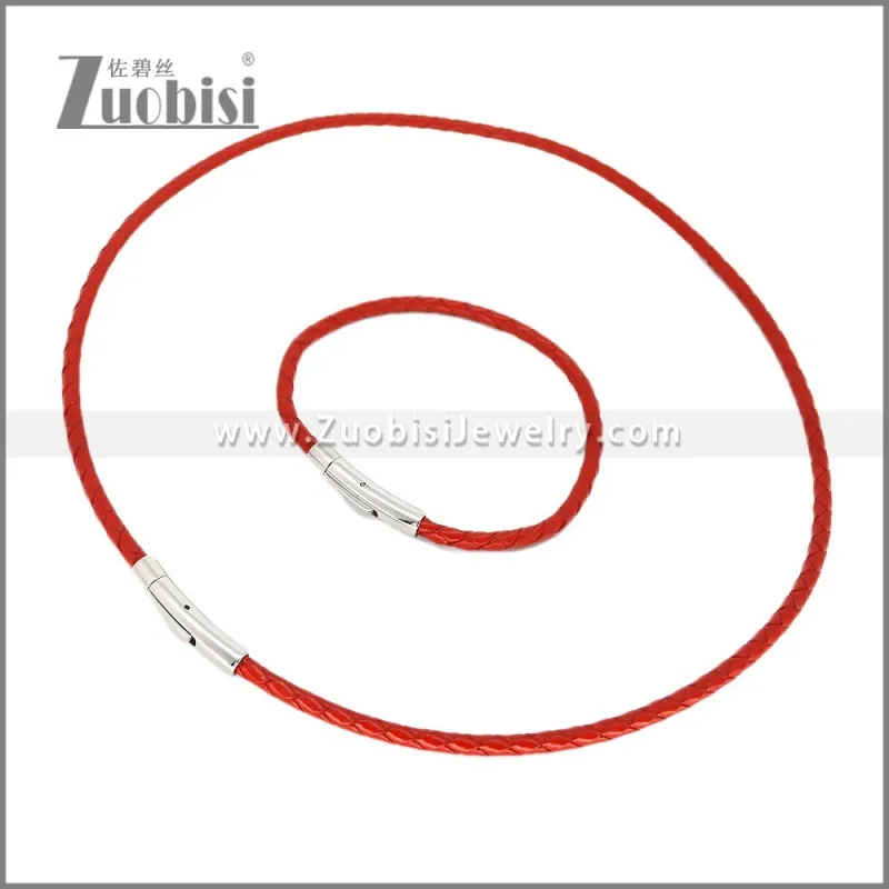 Leather Necklace and Bracelet Set s003101