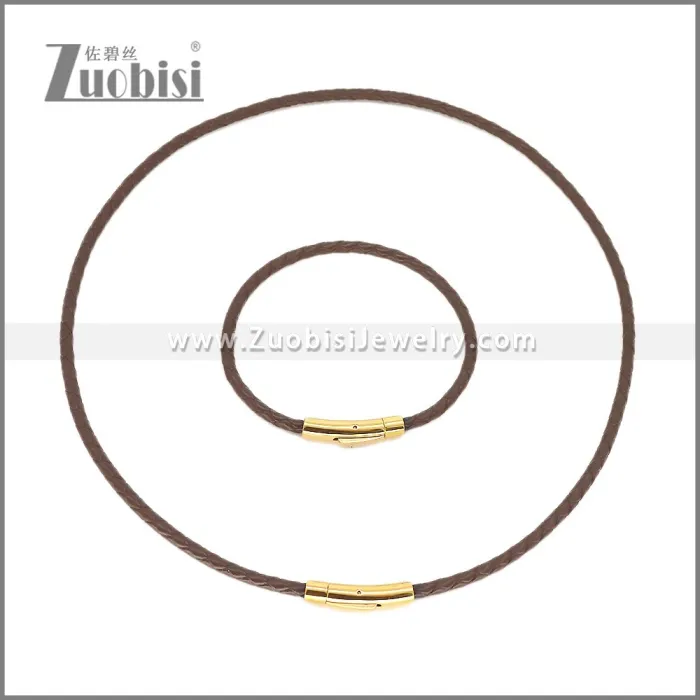 Leather Necklace and Bracelet Set s003098