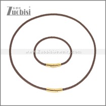 Leather Necklace and Bracelet Set s003098