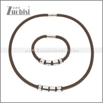 Leather Necklace and Bracelet Set s003118