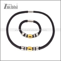 Leather Necklace and Bracelet Set s003093
