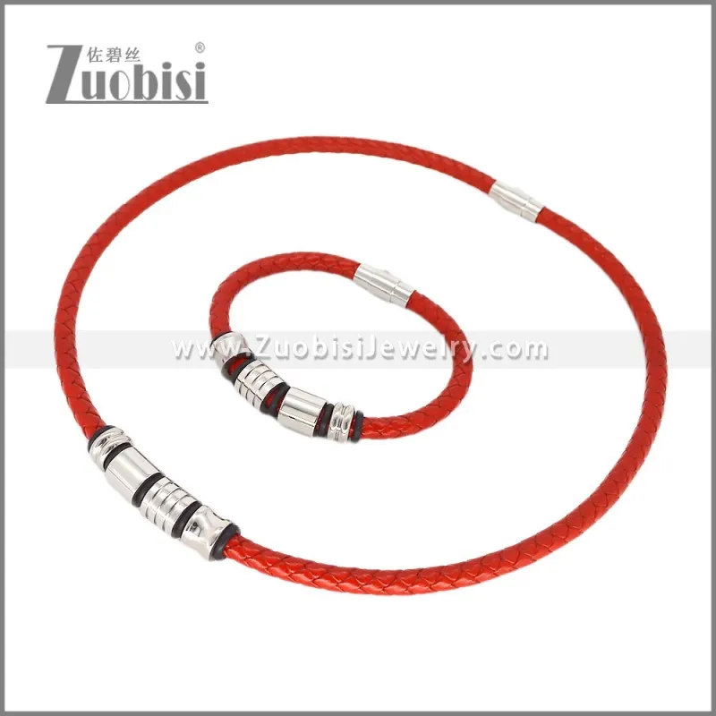 Leather Necklace and Bracelet Set s003119