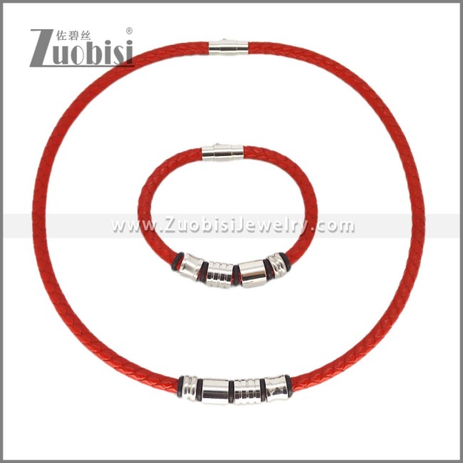 Leather Necklace and Bracelet Set s003119
