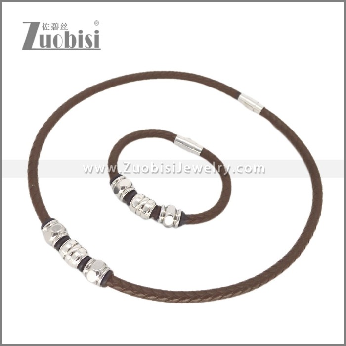 Leather Necklace and Bracelet Set s003121