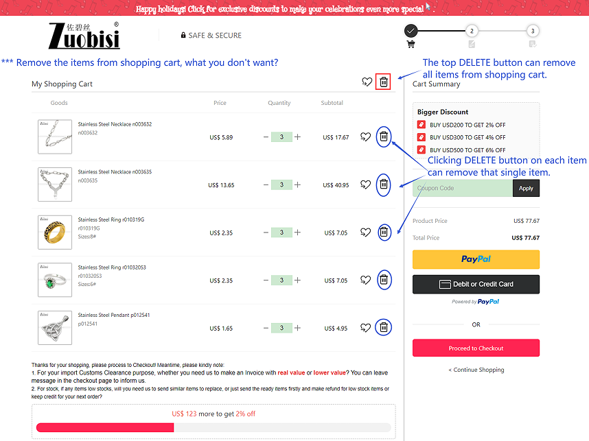 How to remove unwanted items from shopping cart (FAQ) www