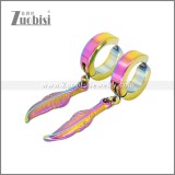 Colorful Non Pierced Stainless Steel Feather Earrings e002718C