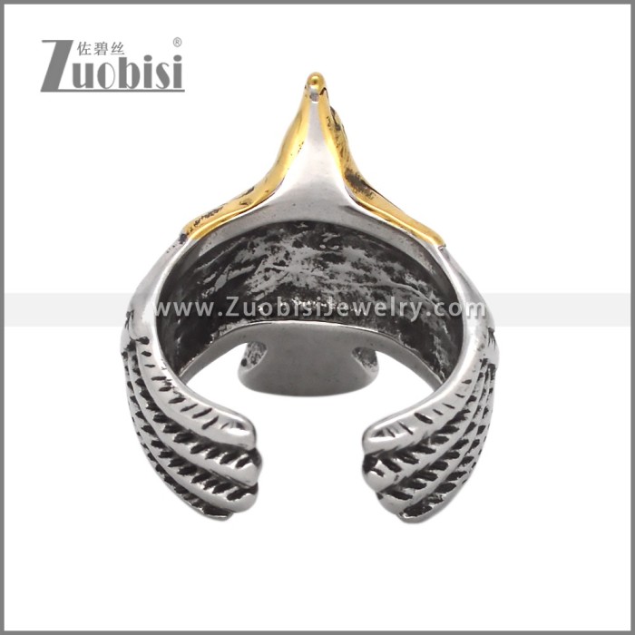 Bicolor Gold and Silver Stainless Steel Eagle Ring r010366SG