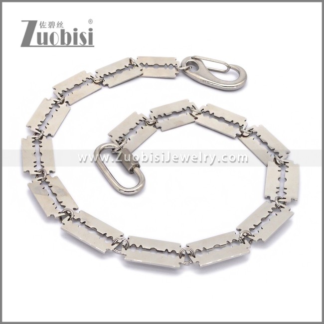 Custom Hand Made Gothic Stainless Steel Razor Blade Wallet Chain y000065S
