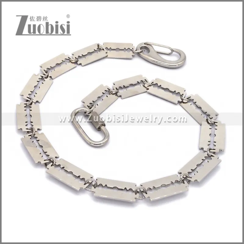 Custom Hand Made Gothic Stainless Steel Razor Blade Wallet Chain y000065S