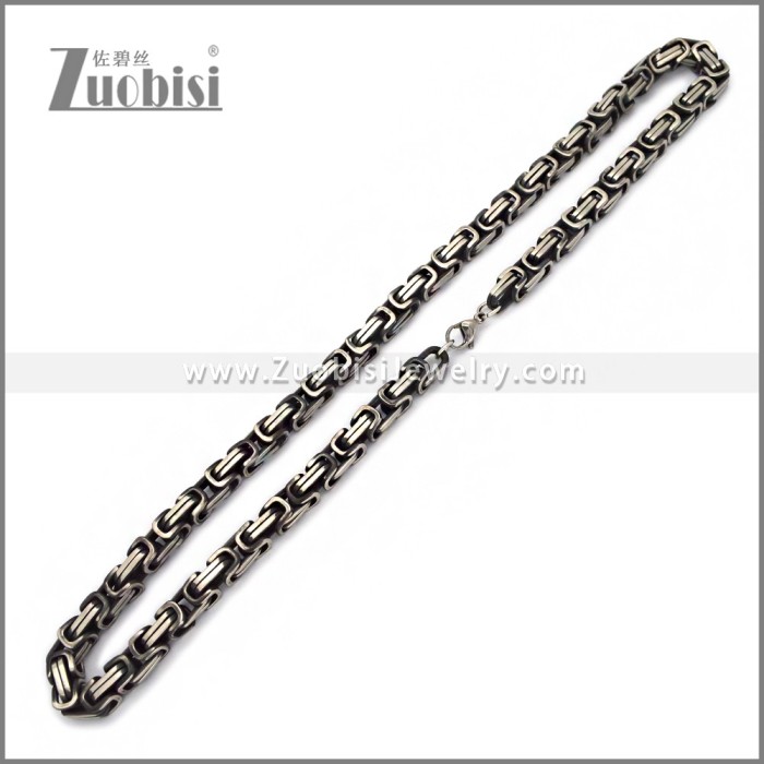 0.8CM Matte Silver Stainless Steel Byzantine Chain n003679M
